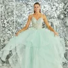 Tiffanys Prom Tiffanys Prom Dresses | Green Prom Dresses*Tiffanys Skye Pale Green Sparkly Ruffle Prom Dress with Floral Bodice