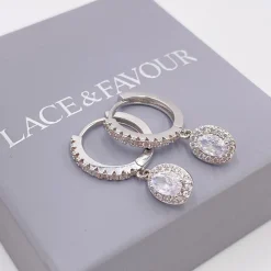 Lace & Favour Silver Prom Jewellery | Prom Earrings*Tobago Crystal Embellished Huggie Hoop Earrings Silver