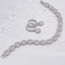 Lace & Favour Silver Prom Jewellery | Prom Earrings*Tobago Crystal Embellished Huggie Hoop Earrings Silver