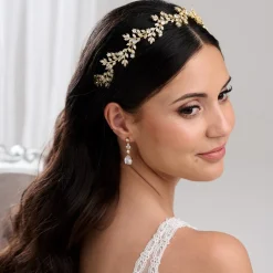 Lace & Favour Prom Headbands & Tiaras | Crystal Hair Accessories*Veneto Crystal Leaves Wedding Headband Gold