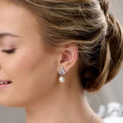 Lace & Favour Bride Gifts | Vintage Jewellery*Vienna Vintage Pearl Drop Wedding Earrings Ivory/ Silver