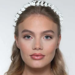Poirier Gold Hair Accessories | Wedding Headpieces*Violet Porcelain Flower Headband Ivory