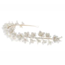 Poirier Gold Hair Accessories | Wedding Headpieces*Violet Porcelain Flower Headband Ivory