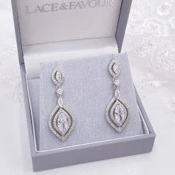 Lace & Favour Silver Prom Jewellery | Prom Earrings*Wallace Vintage Inspired Cubic Zirconia Drop Earrings Silver