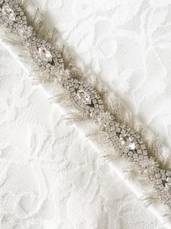 Beads & Beyond Wedding Dress Belts*Wentworth Vintage Inspired Crystal and Feather Bridal Belt