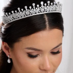 Lace & Favour Vintage Headpieces | Crystal Hair Accessories*Windsor Cubic Zirconia Crystal Wedding Tiara Silver