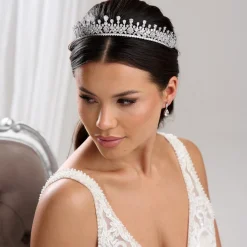 Lace & Favour Vintage Headpieces | Crystal Hair Accessories*Windsor Cubic Zirconia Crystal Wedding Tiara Silver