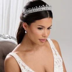 Lace & Favour Vintage Headpieces | Crystal Hair Accessories*Windsor Cubic Zirconia Crystal Wedding Tiara Silver