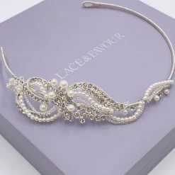 Twilight Designs Vintage Headpieces | Pearl Hair Accessories*Yvette Vintage Diamante and Pearl Side Headband Silver