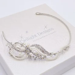 Twilight Designs Vintage Headpieces | Pearl Hair Accessories*Yvette Vintage Diamante and Pearl Side Headband Silver