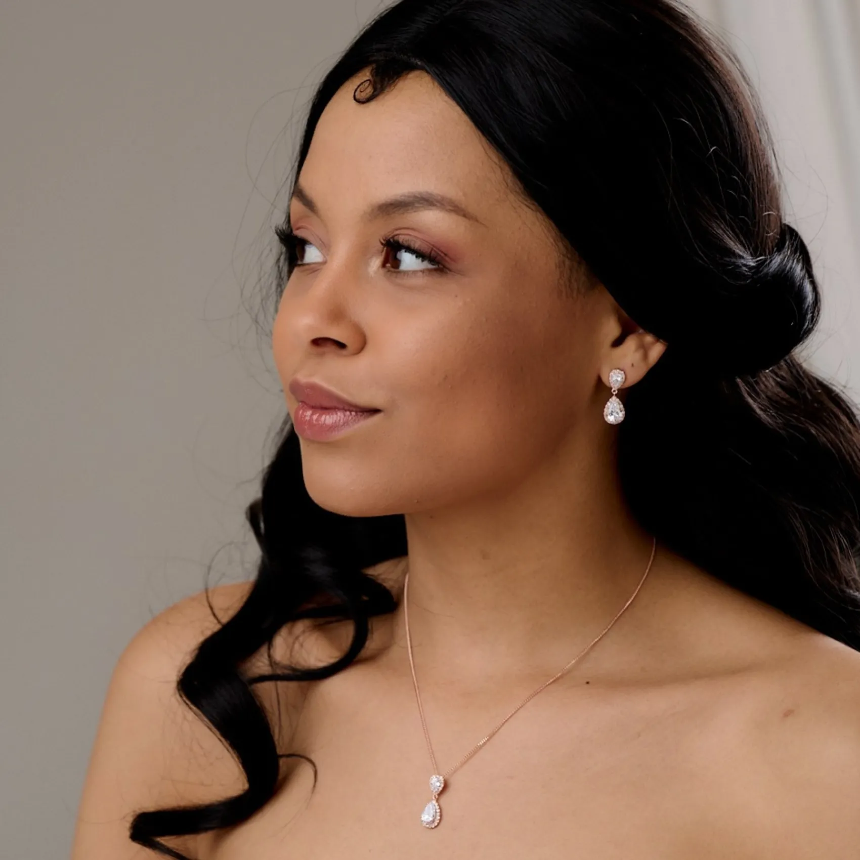 Lace & Favour Mother Of The Groom Gifts | Mother Of The Bride Gifts*Zara Rose Gold Teardrop Crystal Wedding Jewellery Set